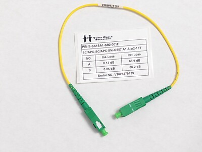 10 pk of  1ft SC/APC to SC/APC Simplex 9/125 Singlemode Fiber Patch Cable Yellow