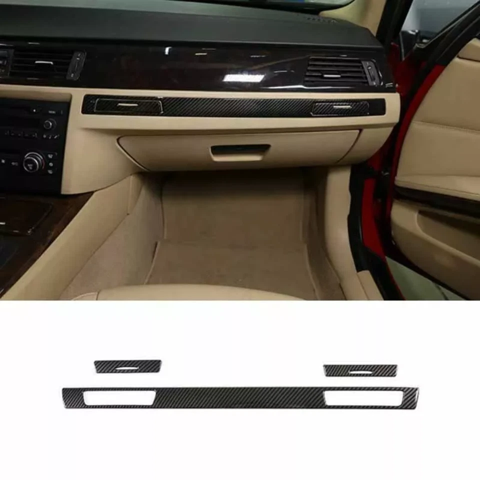 Consola para BMW Serie 3 E90 2005-12 copiloto tablero cubierta embellecedor fibra de carbono Foto 2 de 4