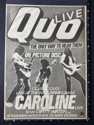 STATUS QUO - CAROLINE 1982 15X11'' Press Advert Poster L242