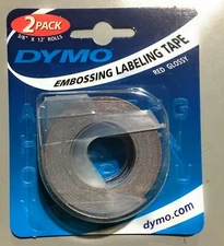 Dymo Embossing Labels Red Glossy 3/8" x 12',  2 Pack 05542 New/Sealed