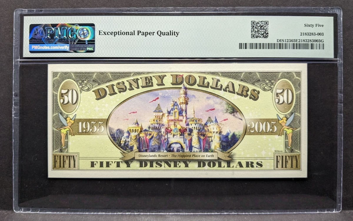 2005 Disney Dollar Mickey Mouse $50 Serial# A00019266 50th Anniv