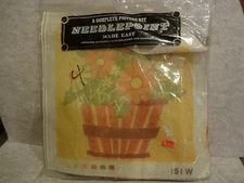 Vogart Needlepoint Painted Canvas Flowers 