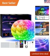 Versatile 100FT Outdoor LED Strip Lights - RGB Color-Changing with App Control