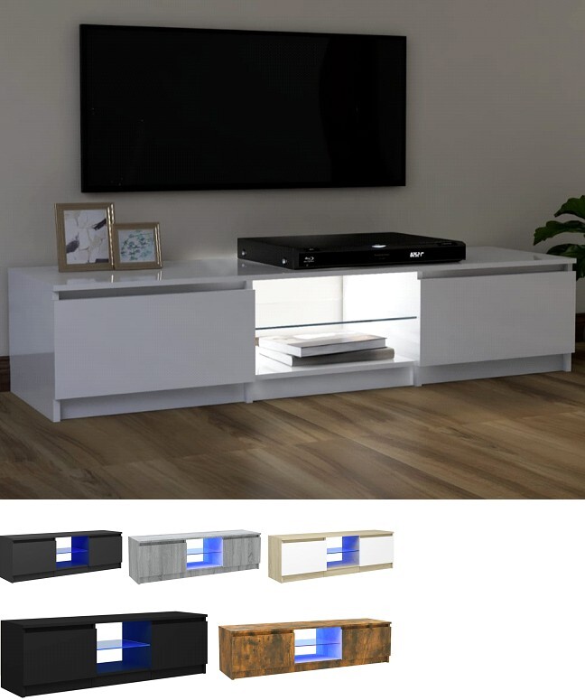 Gabinete de TV con luces estante armario polipasto resistente moderna decoración de sala de estar