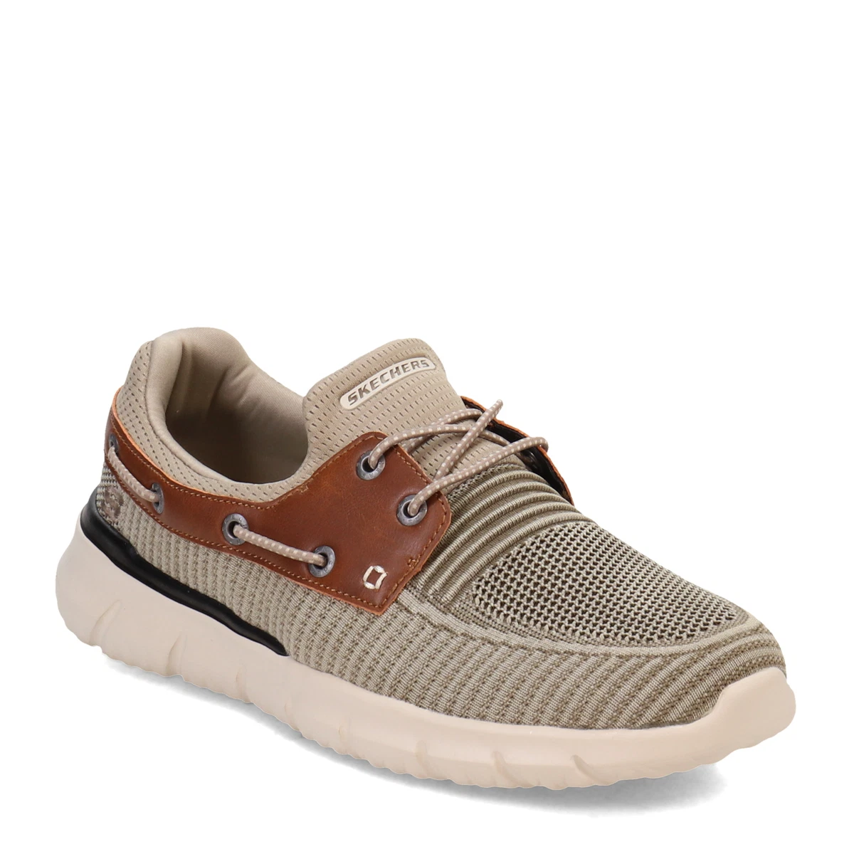 Men s Skechers Del Retto Clean Slate Boat Shoe 210237 TPE Taupe Fabric
