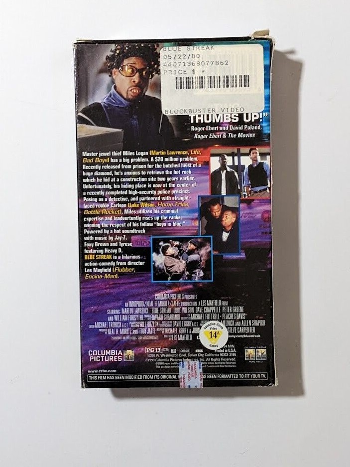 Blue Streak (VHS, 2000) Martin Lawrence 43396038936 eBay