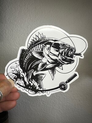 Bass Fishing Pro Fish Big Mouth Bass Sticker  Fly Fish Car Bumper Decal
