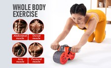 Wheel Roller Automatic Rebound with Knee Pad Mat,Core Muscle Ab Trainer with Int