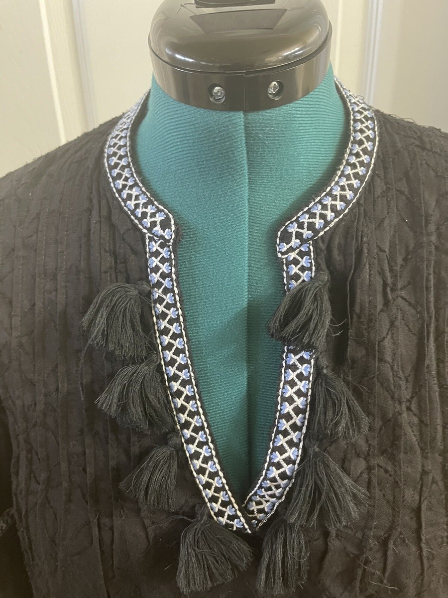 Tommy Bahama Women's Cotton Clip Embroidered Tier Dress Black Size