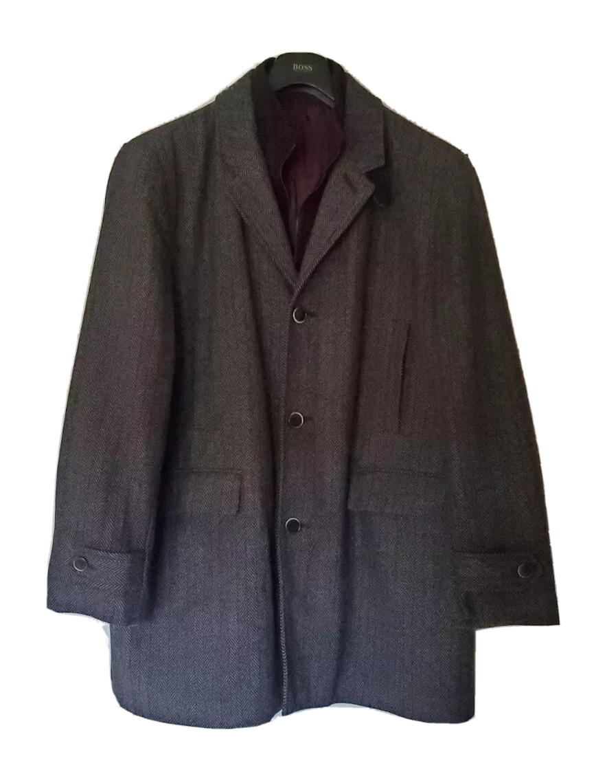 MARKS SPENCER Coat Overcoat Long Mens XXL Charcoal Grey Wool Blend - Main Image