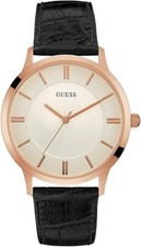 Guess W0664G4 Men's Escrow Rose Gold Tone Black Leather Band  Watch