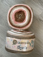 Ladyyarn Cup Cake knitting / crochet DK yarn in Browns, Pink & White. 2 x 150g.