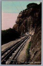 Vintage Corcovado Rio de Janeiro Brazil Postcard, Railroad Tracks, Mountain Vintage Corcovado Rio de Janeiro Brazil Postcard, Railroad Tracks, Mountain
