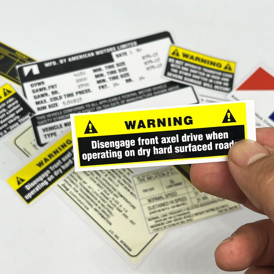 Wrangler Cj7 Cj8 Restoration Warning Caution Engine Bay Stickers Labels - Image 3 of 3