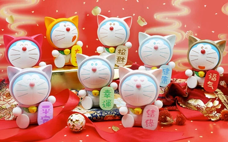 Doraemon Lleno de Fortuna Gato de la Suerte Serie Figura Juguete Regalo Juego Completo 8 Auténticos Foto 3 de 4