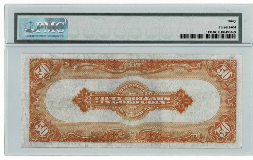 1913 $50 Gold Certificate- Fr. 1199--Teehee/Burke--PMG Very Fine 30 - Image 2 of 4