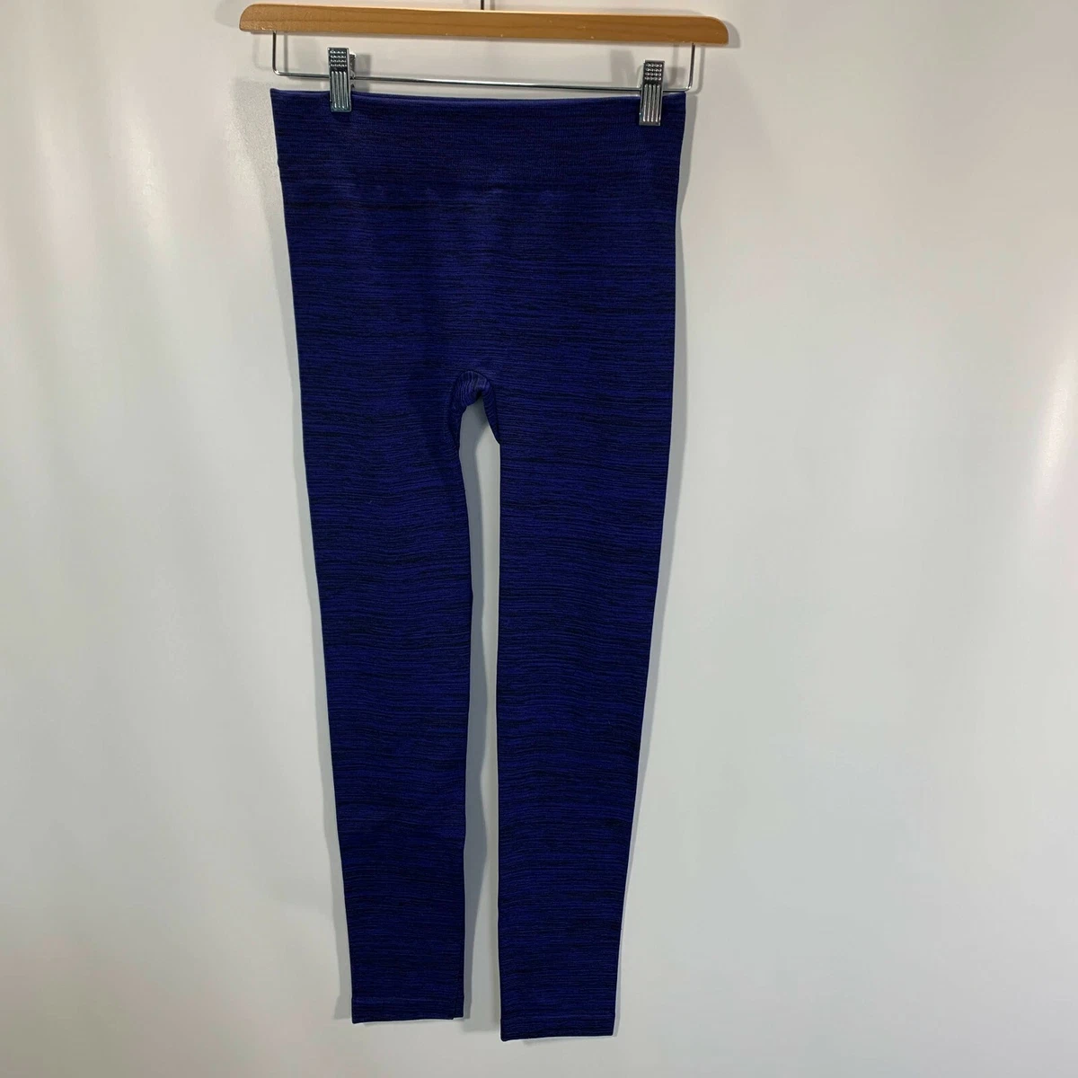 Just Cozy Leggings Womens ONE SIZE Blue Black Stretch Fleece Lined Pants  Warm