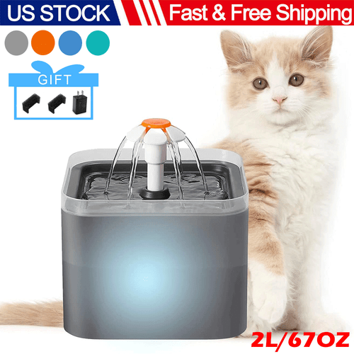 Professional Pet Water Fountain Electric Dog Cat Drinking Dispenser 2L/67OZ USA - Bild 1 von 17