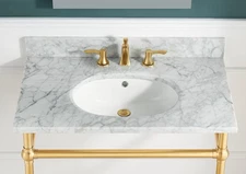 Verona 36 in. Carrara White Counter Top with Single Basin