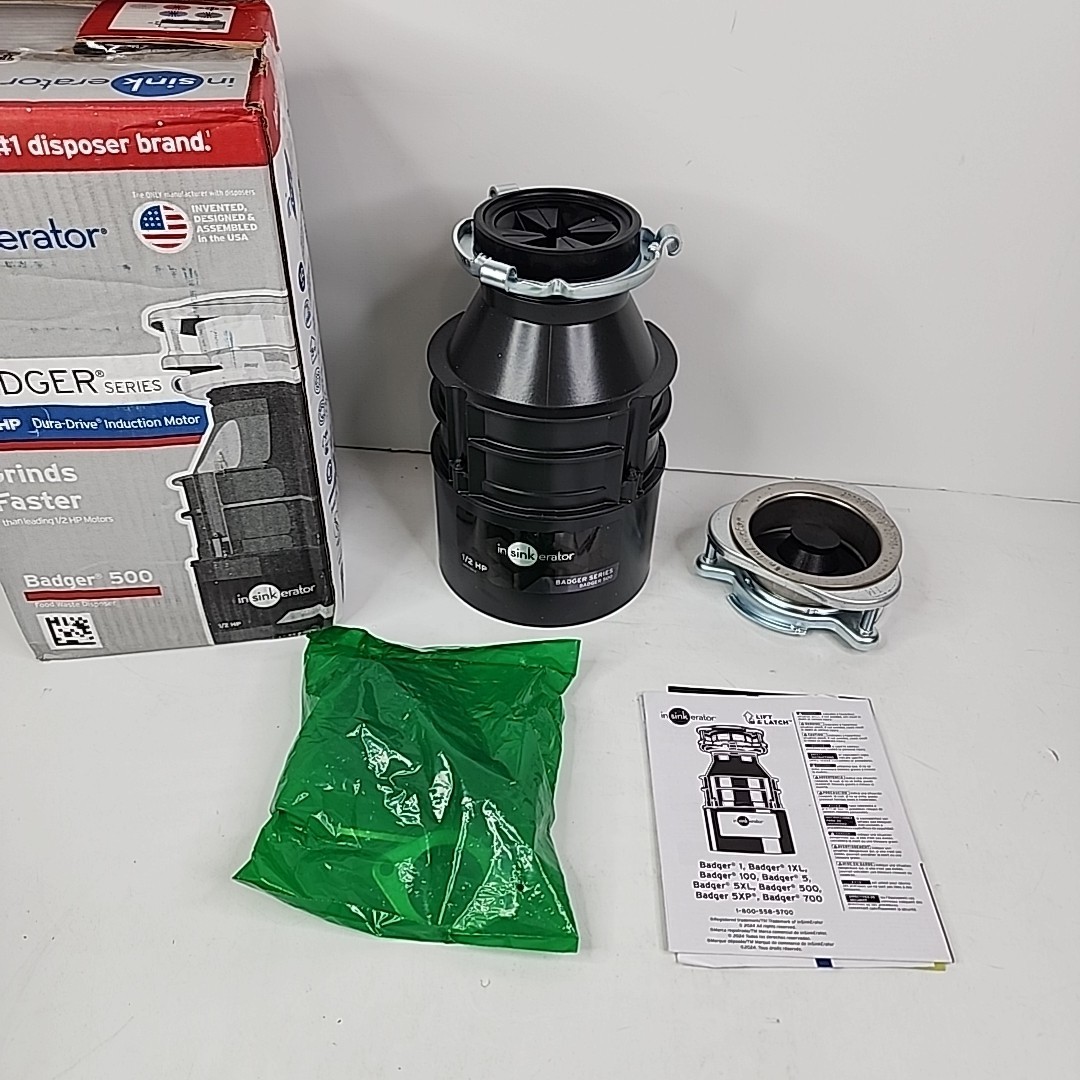 InSinkErator Badger 5XL Garbage Disposal, 1/2 HP. w/instructions