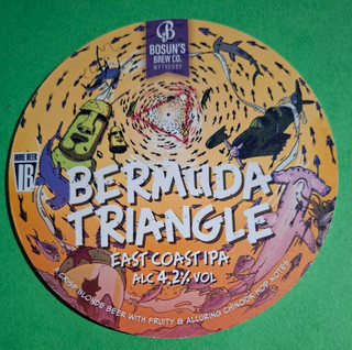BOSUN'S brewery BERMUDA TRIANGLE real ale beer pump clip badge front Yorkshire