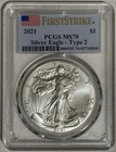 2021 $1 Silver American Eagle Type 2 PCGS MS70 First Strike