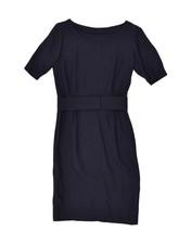 VINTAGE Womens Sheath Dress UK 10 Small Navy Blue AS02