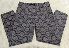 J MCLAUGHLIN Women Size 12 Black Gray Lilac Floral Side Zip Cotton Stretch Pant