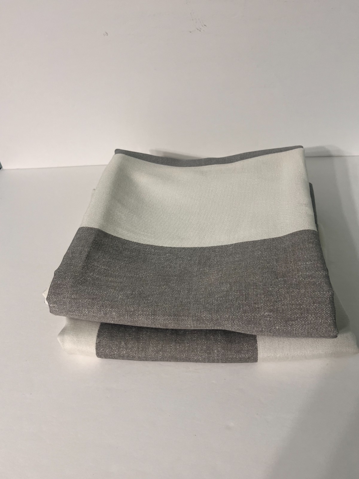 Mainstays-Curtain Panels Set of 2 Gray/ White Stripe approx. 38 x 84 each panel