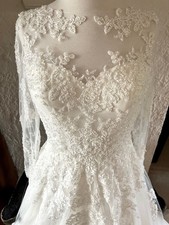Brand New Olivia Bottega Sparkly Lacy Long Sleeve Wedding Dress Size 6