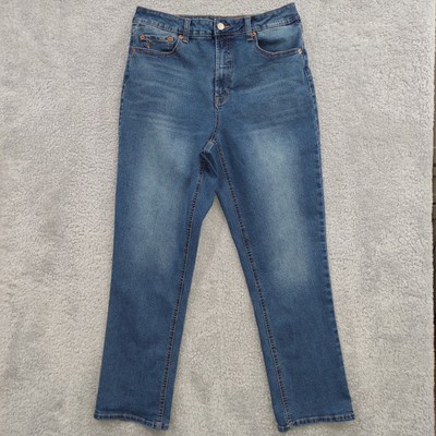 Frye Jeans Women's 8/29 Blue High Rise Straight Leg Medium Wash Stretch Denim
