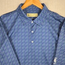 DONALD ROSS x BULL VALLEY ILLINOIS Mens Sz XL Performance Polo Shirt Blue Madala