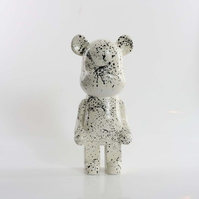 Almond Beige Marble Splash 400% Ornament Resin Bear Art Statue Sculpture 28cm
