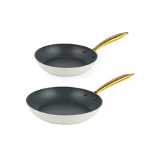 Salter Aerotech 2Pc Frying Pan Set – 20/24cm Non-Stick Cooking Pans, Cream/Gold