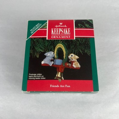 Hallmark Keepsake Vintage Ornament Friends Are Fun 1991 Teeter Totter Bunnies