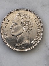 1973 Venezuela 5 Bolivares Coin Nickel (demonitized 12/31/2011) Simón Bolívar