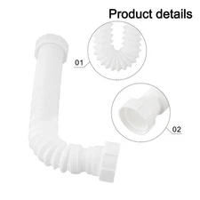Corrugated Sink Drain Pipe Kit 20cm to 80cm with P Trap and Sealing Rings