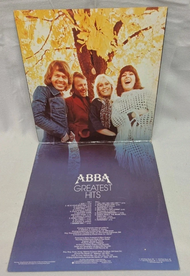 VINTAGE ABBA Greatest Hits - Gatefold Vinyl Record LP 1973 Atlantic SD 18189 NM - Image 4 of 4