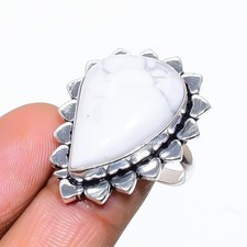 Howlite Jasper Gemstone Handmade 925 Sterling Silver Jewelry Ring Size 8 w428