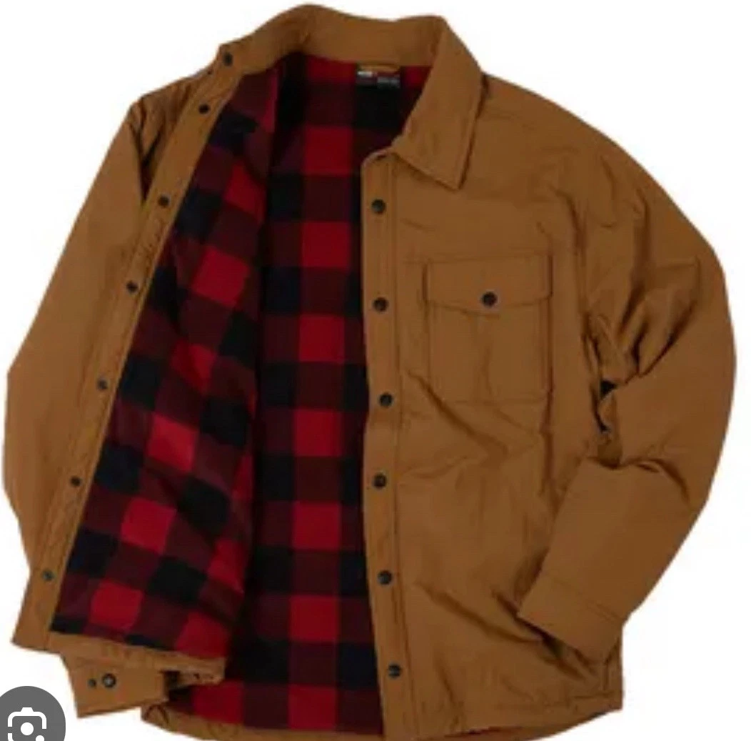 NWT 32 Degrees Heat Men's Commuter Tech Fleece-Lined Shirt Jacket XXL BROWN