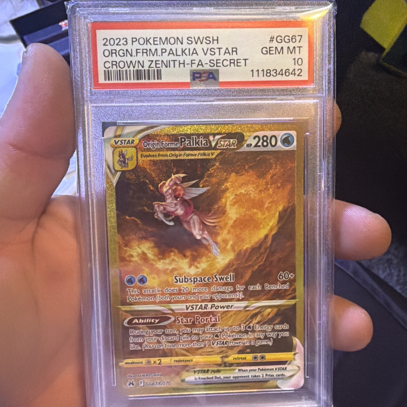 2023 Pokémon Crown Zenith GG67 Origin Forme Palkia VSTAR Gold Secret Rare PSA 10