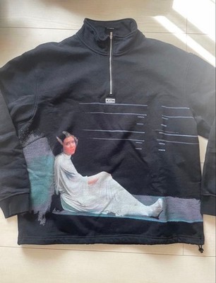 KITH x Star Wars Leia Quarter Zip Sweatshirt Schwarz Größe L Disney Selten