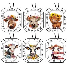 Highland Cow Car Air Fresheners - Cute Cow Print Stuff Hanging Car Accessories