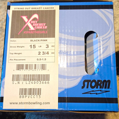Storm Strike Out Breast Cancer Clear/Black Spare Ball Undrilled NIB 15lb3oz