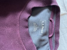 L.L. Bean Men's Large Fleece Pullover Burgandy Plum Crewneck Chest Zip Pocket