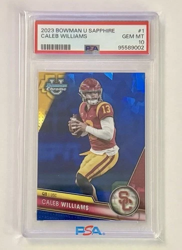 Caleb Williams 2023 Bowman U Sapphire Rookie Card 1 PSA 10 USC Chicago Bears