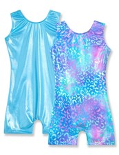 Nymphperi Girls Gymnastics Leotards Size 7-8 Years, 2pcs Blue  Leopard