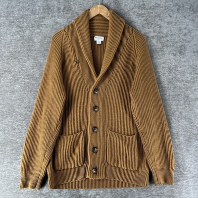 Spier & Mackay Camel Ribbed Shawl Collar 100% Merino Wool Cardigan Sweater XL