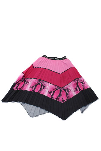 MSGM Mädchen Schlangenleder Print gefüttert Plissee asymmetrisch Midirock rosa Gr. 12