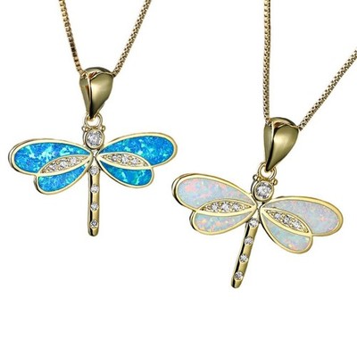 Simulierte Opal Libelle Halskette Schmuck Frauen Kunstkristall für